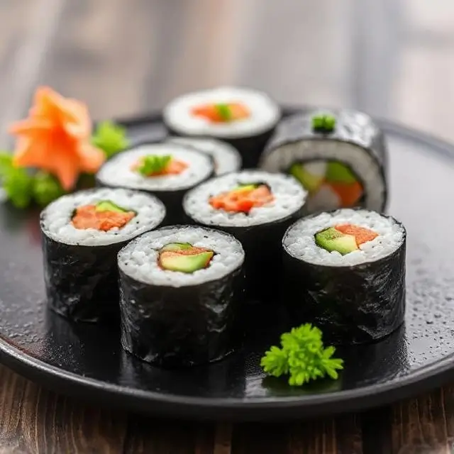 Freshly rolled sushi maki