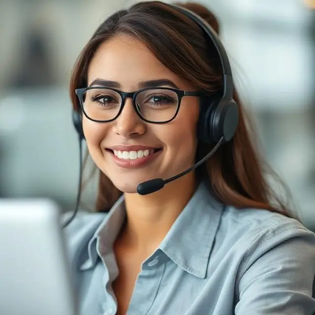 A calm and helpful customer support agent on a call