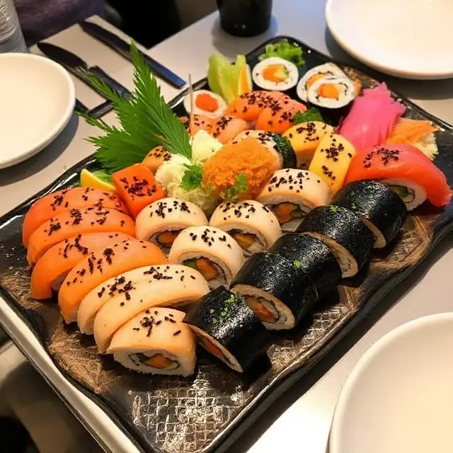 User submitted photo of a sushi platter