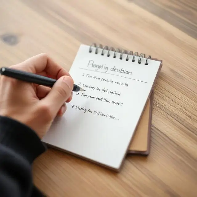 A person writing feedback on a notepad